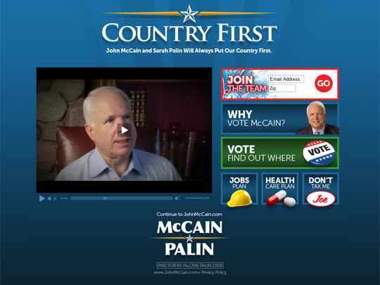 McCain web site