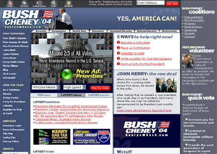 Screenshot of George Bush Re-Election site