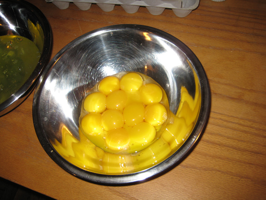 A dozen egg yolks