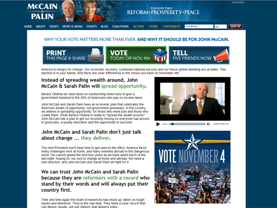 McCain  web site