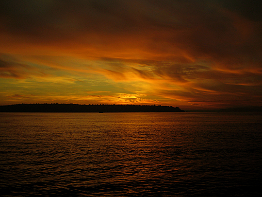 Sunset over Elliott Bay, Seattle