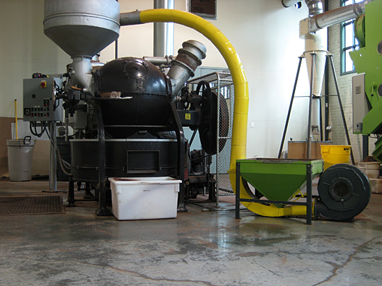 Chocolate manufacturing equipment at Theo Chocolates, Seattle